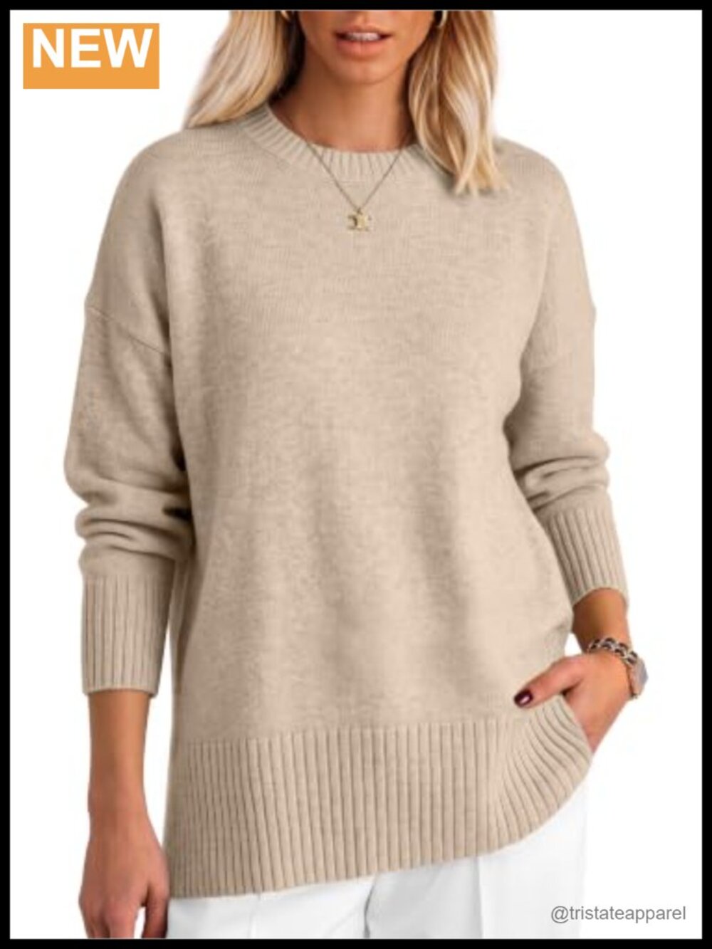 Women's Oversized Batwing Sleeve Knit Pullover Sweater with Ribbed Cuffs and Hem